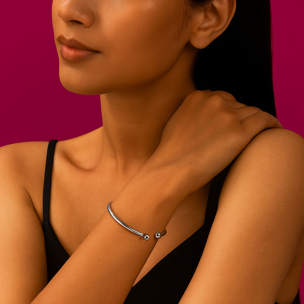 Swanery Sterling Silver Torque Bangle For Ladies (5mm)