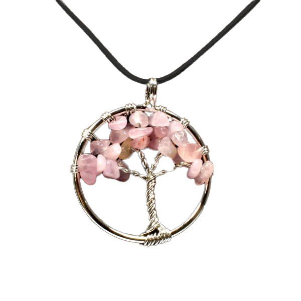 Rose quartz crystal tree of life