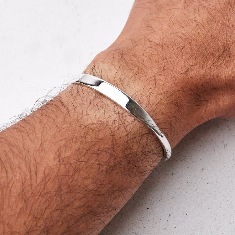 Swanery Men's 925 Sterling Silver Torque Bangle – Handmade Solid Silver Cuff Bracelet For Men