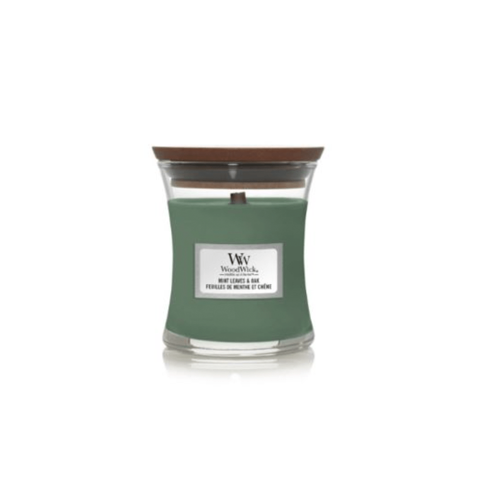 Woodwick Mint Leaves Oak Mini Hourglass Candle - Swanery