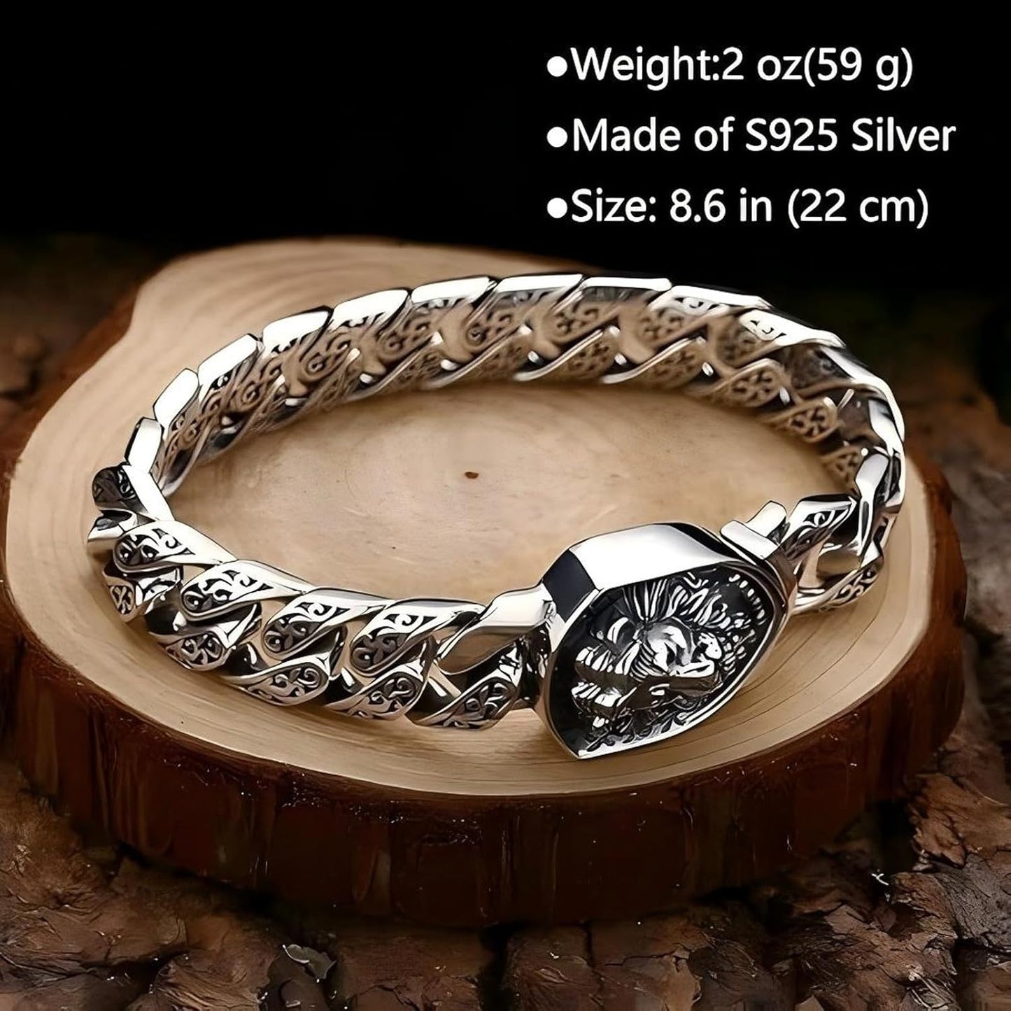 Swanery Men's 925 Sterling Silver Silver Braided Lion Shield Bracelet  – Handmade Solid Silver Bracelet For Men (Copy)