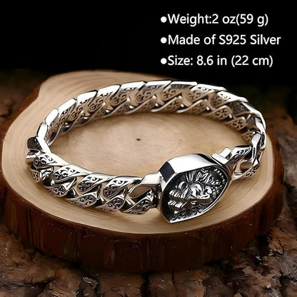 Swanery Men's 925 Sterling Silver Silver Braided Lion Shield Bracelet  – Handmade Solid Silver Bracelet For Men (Copy)