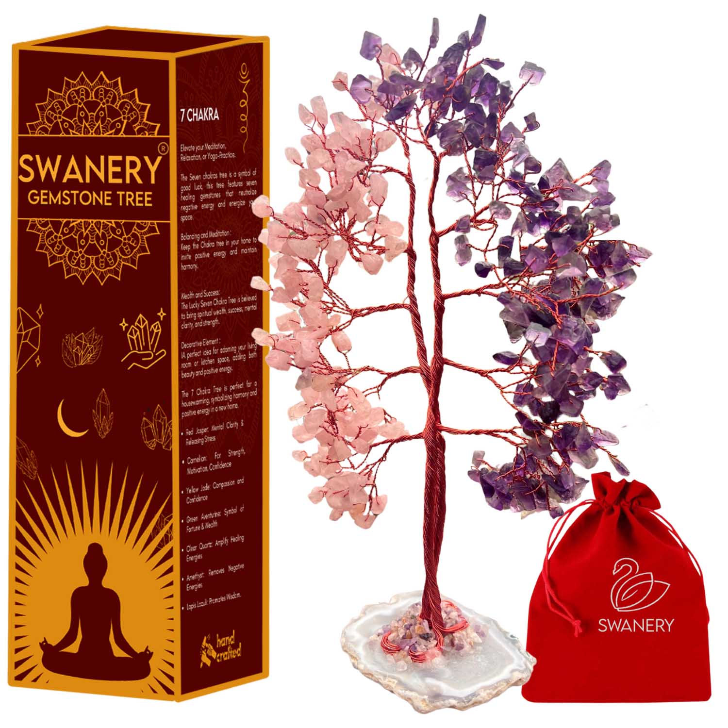 Anxiety relief, Serenity & Love: Handcrafted Crystal Feng Shui Tree for Positive Energy, Relaxation, and Emotional Healing