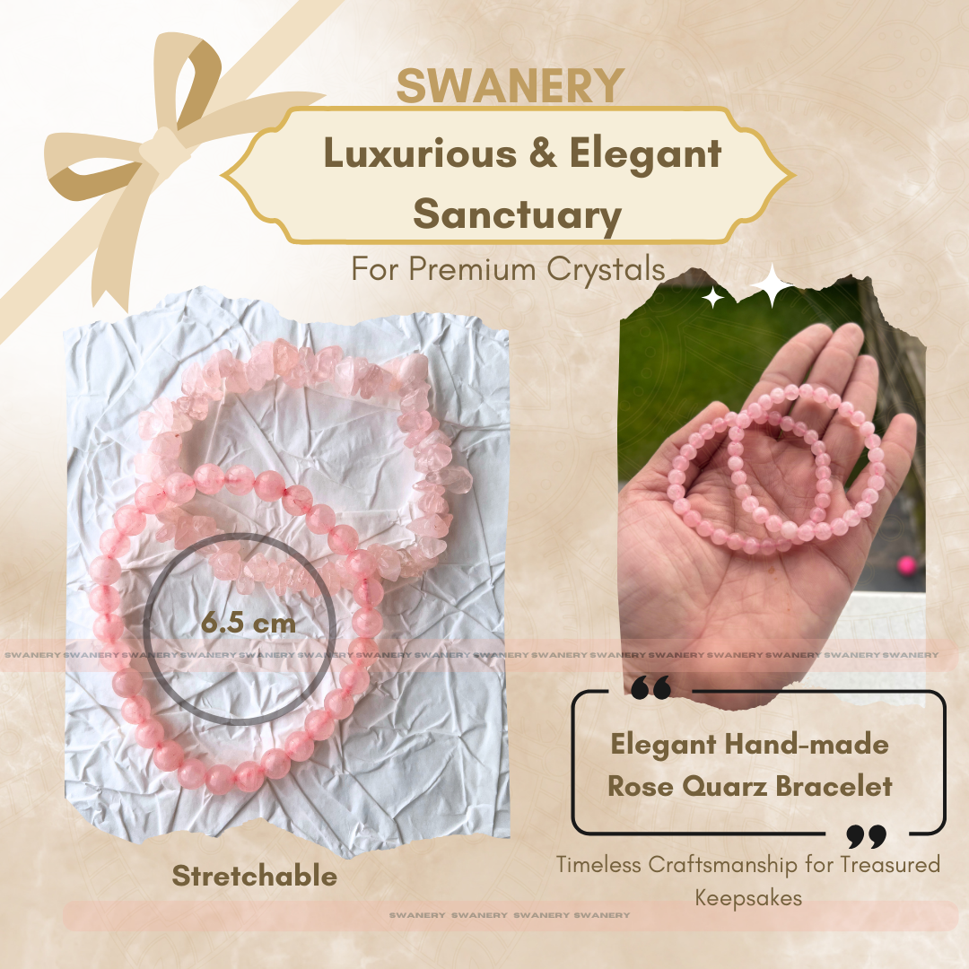 Rose Quartz Stackable Bracelet Set – 6mm Bead & Chip Bracelets