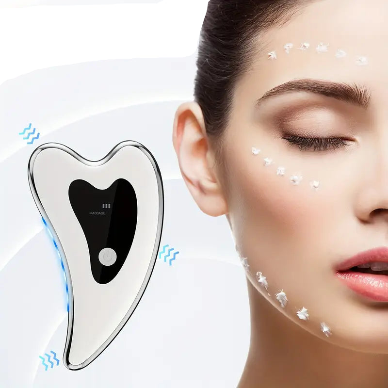 Lymphatic Drainage Electric Gua Sha Massager – Heat, Light & Vibration Therapy for Glowing Skin