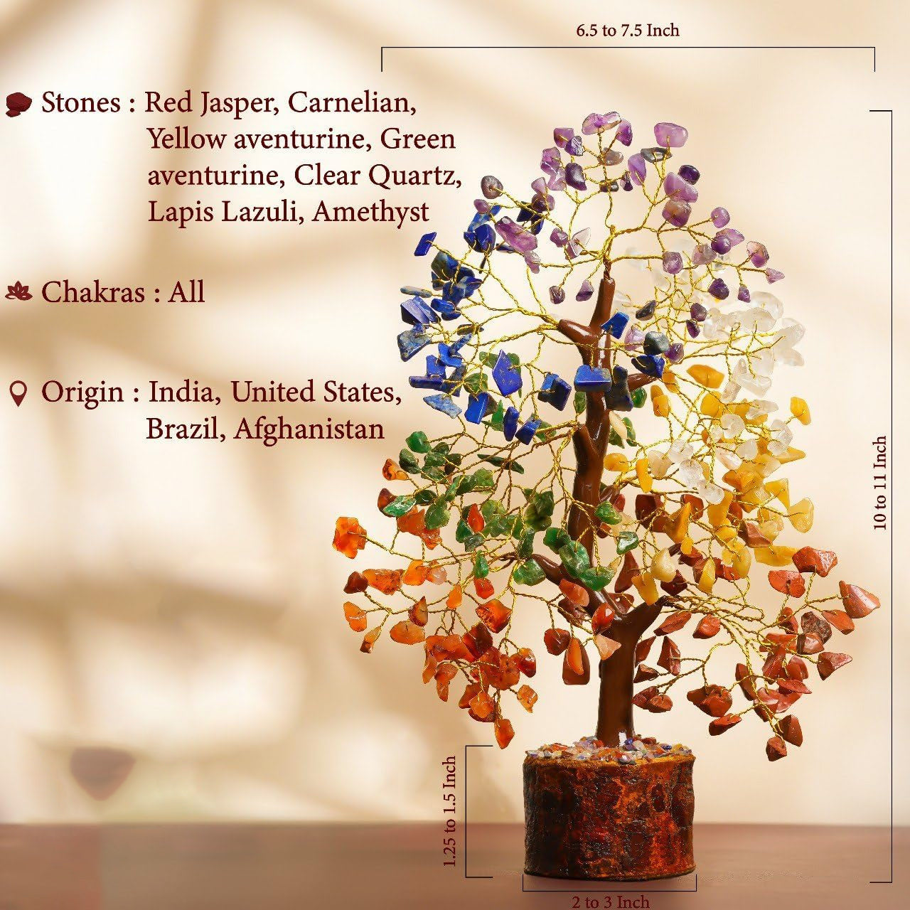 7 Chakra Gemstone Tree of life, Healing Stone for Gift and House Decor With Tree of life Pendant spiritual gifts for women