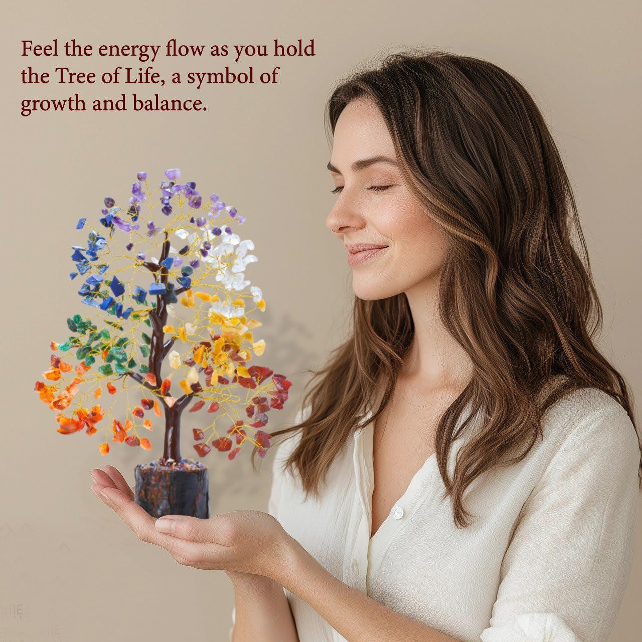 7 Chakra Gemstone Tree of life, Healing Stone for Gift and House Decor With Tree of life Pendant spiritual gifts for women