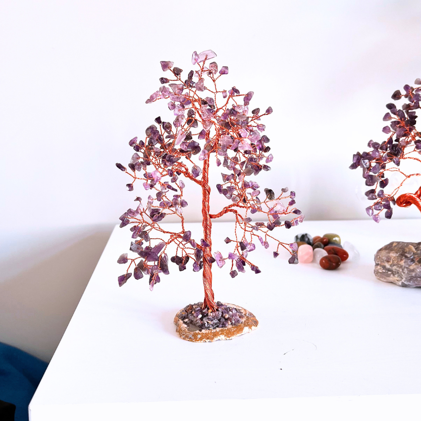 Reiki Energy Charged Crystal Amethyst  Tree Of Life With Amethyst Gemstone tree