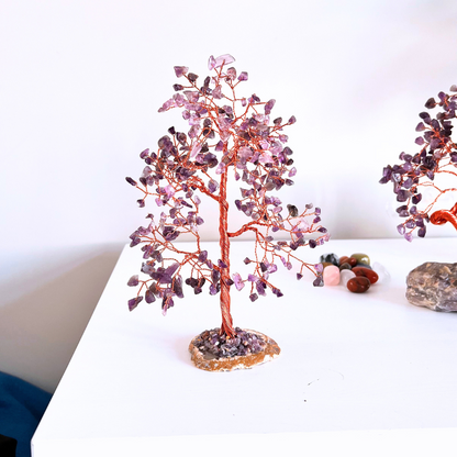 Reiki Energy Charged Crystal Amethyst  Tree Of Life With Amethyst Gemstone tree