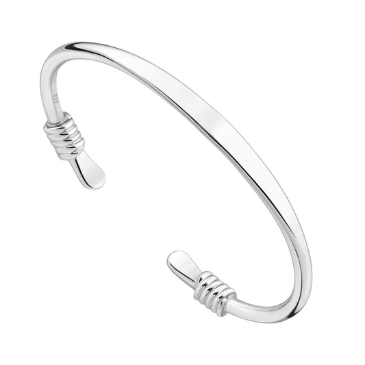 Swanery Men's 925 Sterling Silver Spiral Ends Cuff Bangle Bracelet Gifts for Men