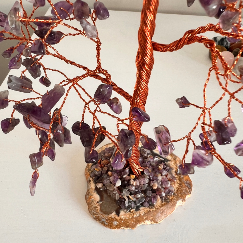 Reiki Energy Charged Crystal Amethyst  Tree Of Life With Amethyst Gemstone tree