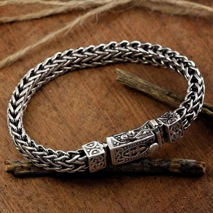 Swanery Men's 925 Sterling Silver Silver Braided Hexagon Bracelet  – Handmade Solid Silver Cuff Bracelet For Men