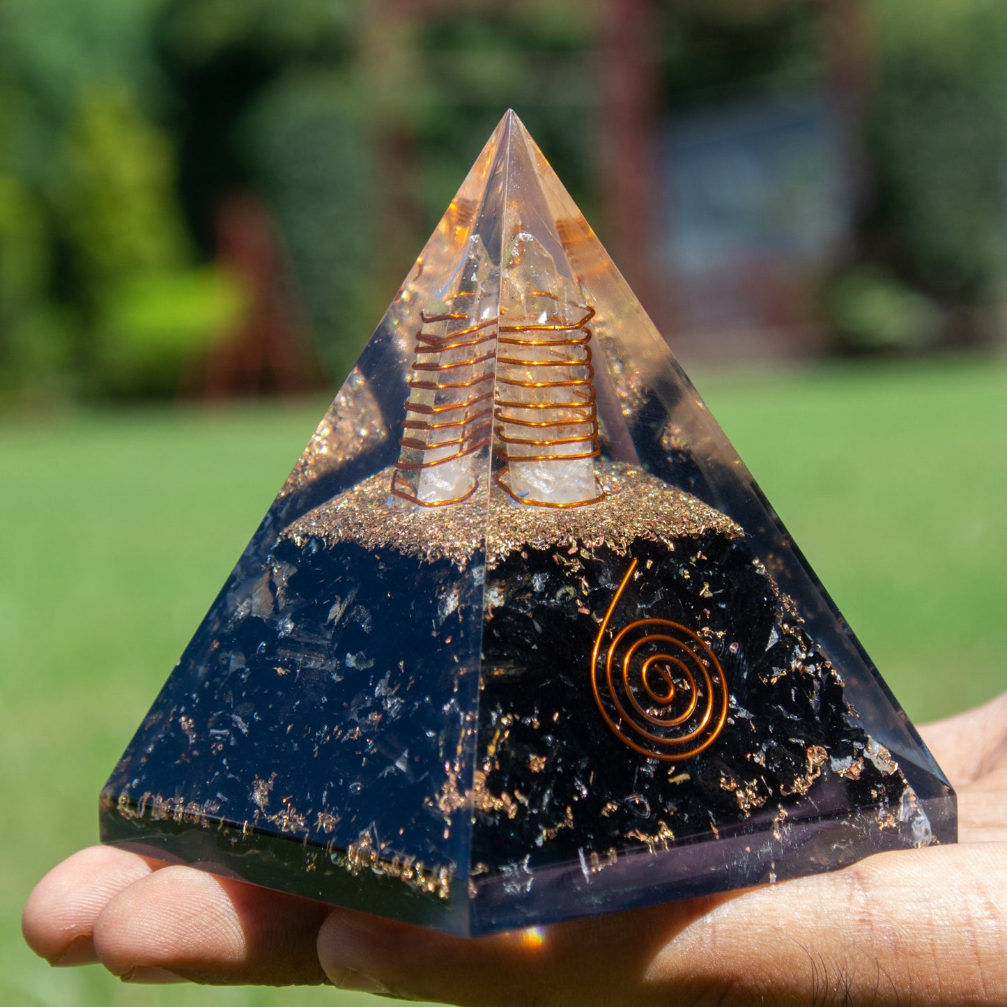 Black Tourmaline Orgone Pyramid for Protection & Security