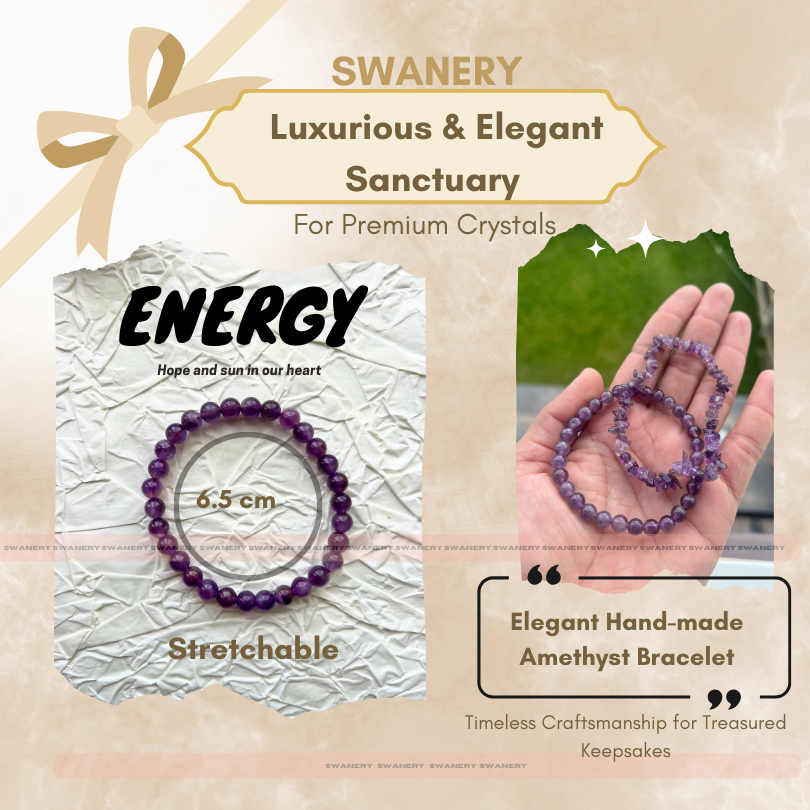 Amethyst Stackable Bracelet Set – 6mm Bead & Chip Bracelets