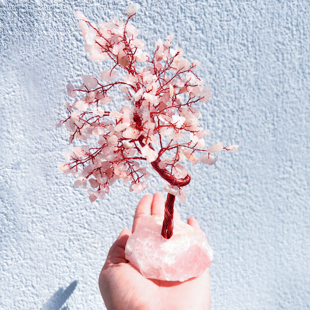 Rose Quartz Gemstone Crystal Tree Of Life (love Gift)