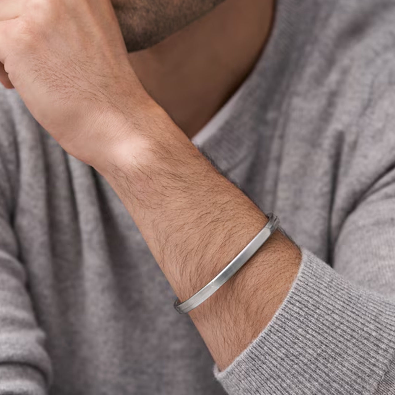 Swanery Men's 925 Sterling Silver Torque Bangle – Handmade Solid Silver Cuff Bracelet For Men