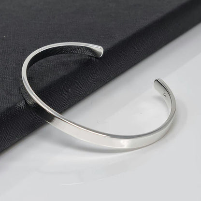 Swanery Men's 925 Sterling Silver Torque Bangle – Handmade Solid Silver Cuff Bracelet For Men