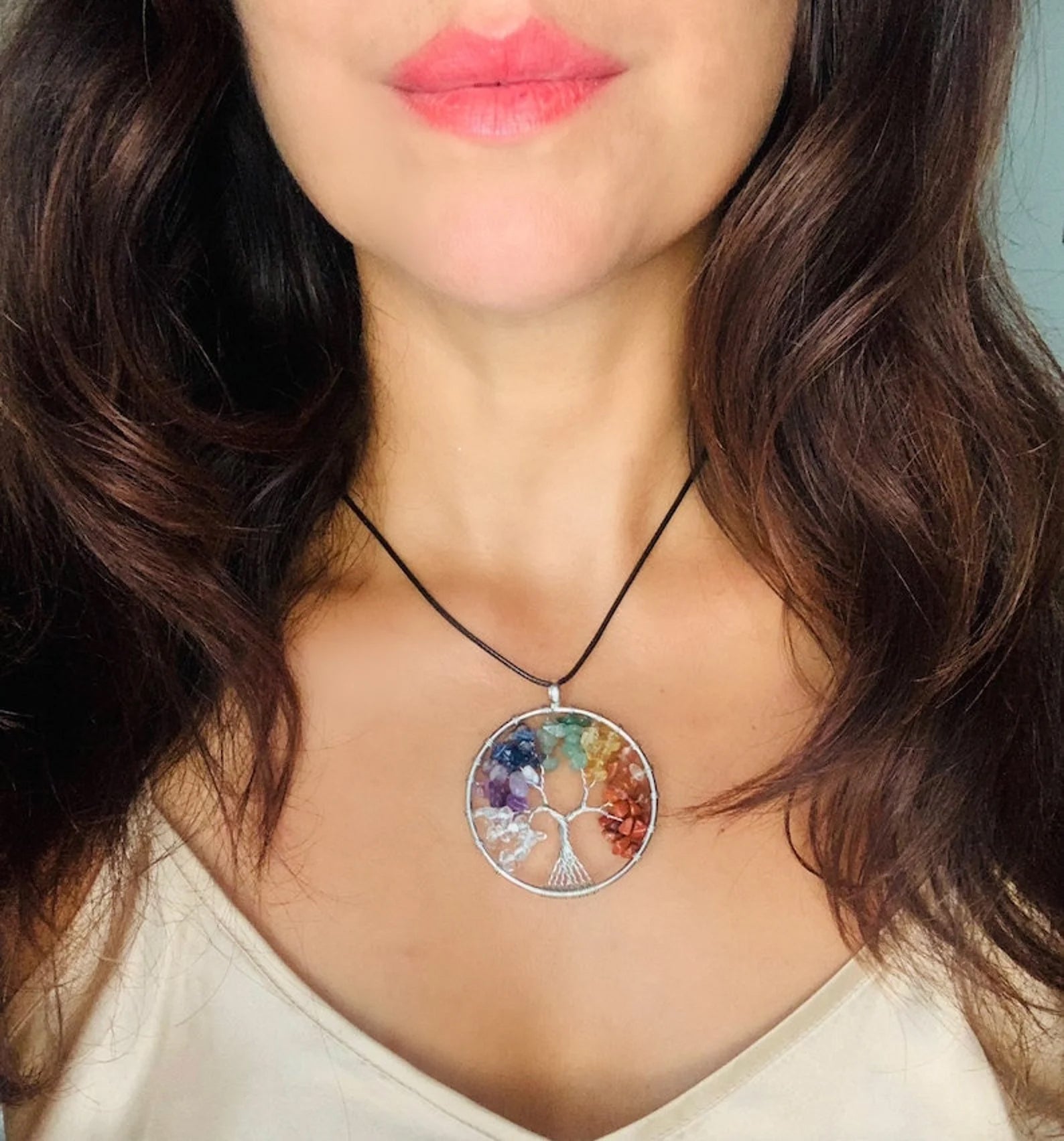 7 Chakra Gemstone Tree of life, Healing Stone for Gift and House Decor With Tree of life Pendant spiritual gifts for women