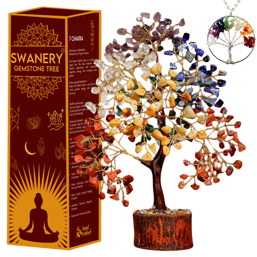 7 Chakra Gemstone Tree of life, Healing Stone for Gift and House Decor With Tree of life Pendant spiritual gifts for women
