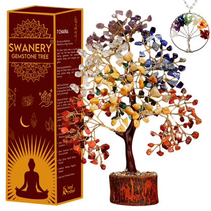 7 Chakra Gemstone Tree of life, Healing Stone for Gift and House Decor With Tree of life Pendant spiritual gifts for women