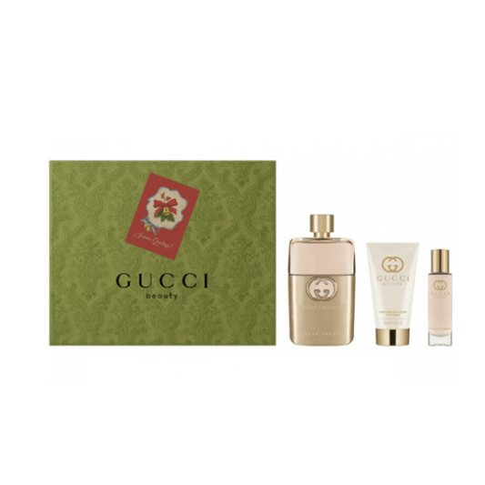 Gucci Guilty Pour Femme Eau de Parfum Women's Gift Set Spray (90ml) with 50ml Body Lotion and 15ml EDP - Swanery