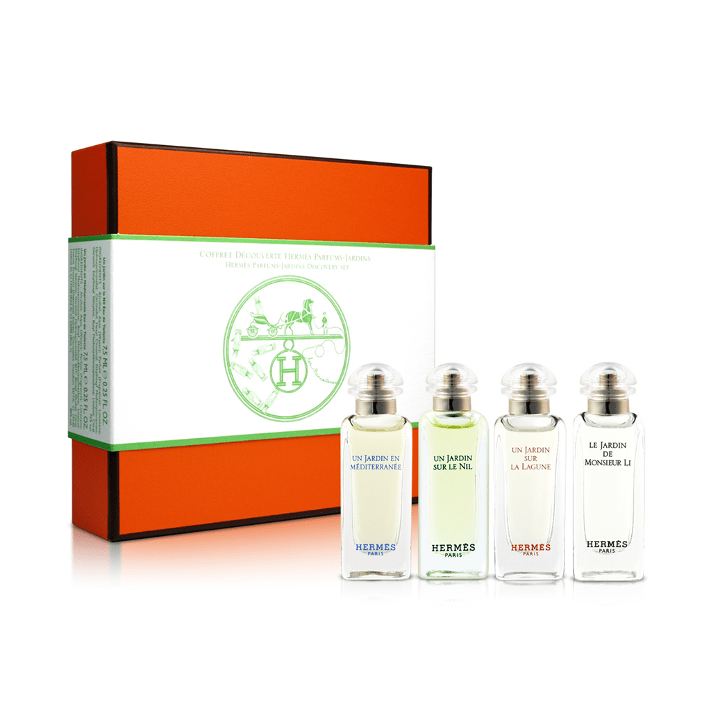 Hermes Jardins Unisex Fragrance Miniature Gift Set 4 x 7.5ml (De Monsier, Sur La Lagune, Sur Le Nil, En Meditarannee) - Swanery