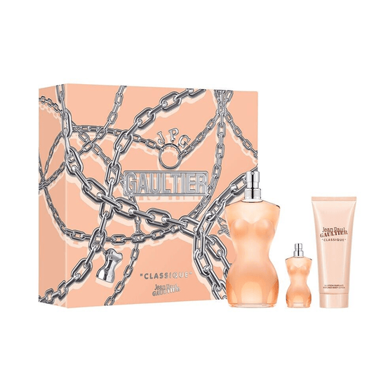 Jean Paul Gaultier Classique Eau de Toilette Women's Perfume Gift Set Spray (100ml) with Body Lotion & 6ml EDT - Swanery