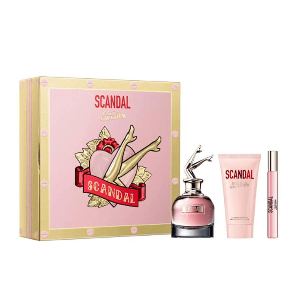 Jean Paul Gaultier Scandal Eau de Parfum Women's Perfume Gift Set Spray (50ml) with 75ml Body Lotion + 10ml EDP - Swanery