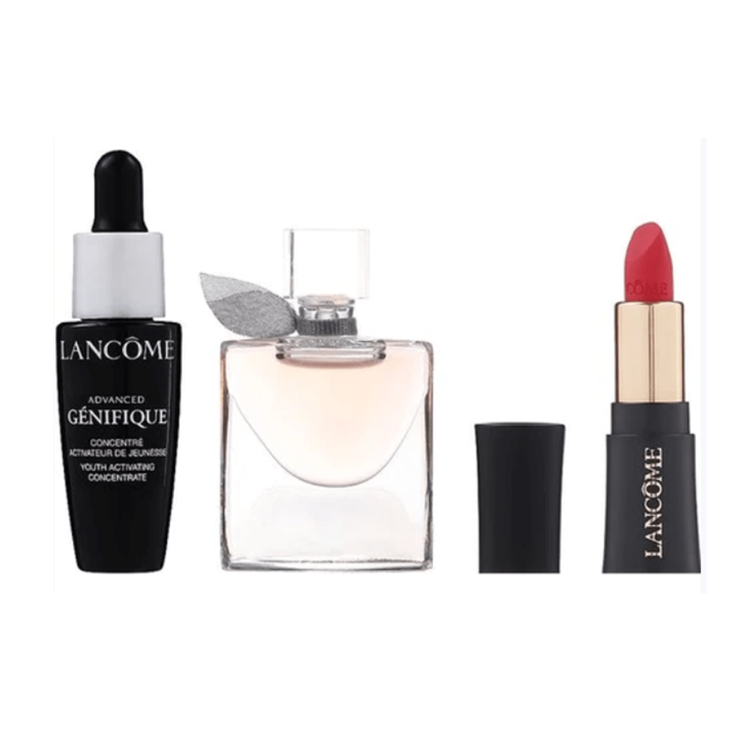 Lancome La Vie Est Belle Eau de Parfum Women's Perfume Spray Gift Set (4ml) with Serum + L'absolu Rouge Lipstick - Swanery