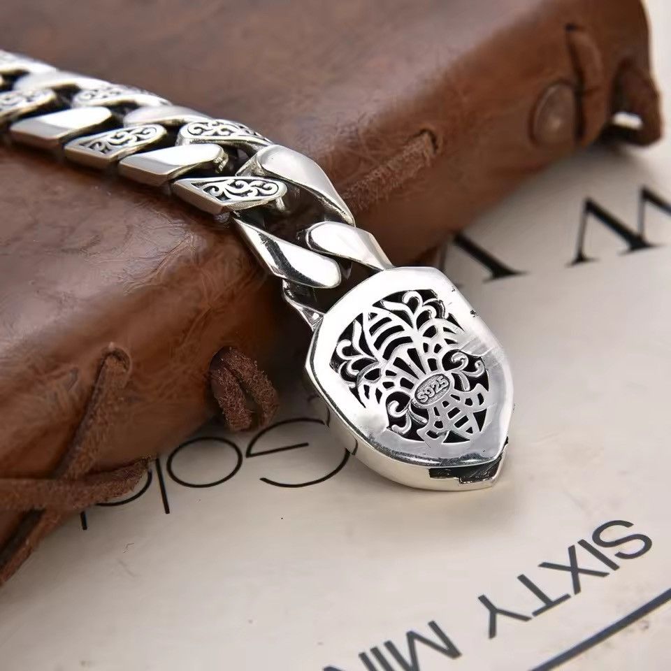 Swanery Men's 925 Sterling Silver Silver Braided Lion Shield Bracelet  – Handmade Solid Silver Bracelet For Men (Copy)