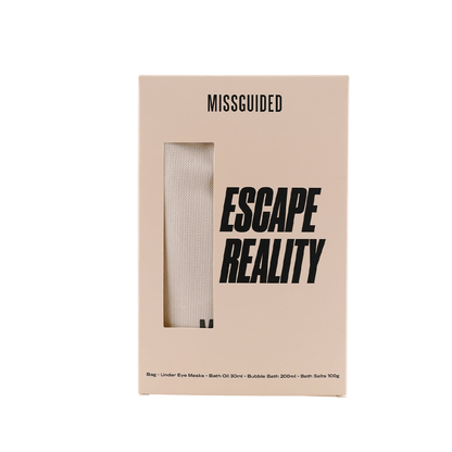 Missguided Escape Reality Bath & Body Gift Set (Bath Oil 30ml + Bath Salts 100g + Under Eye Mask + Bubble Bath 200ml + Drawstring Bag) - Swanery