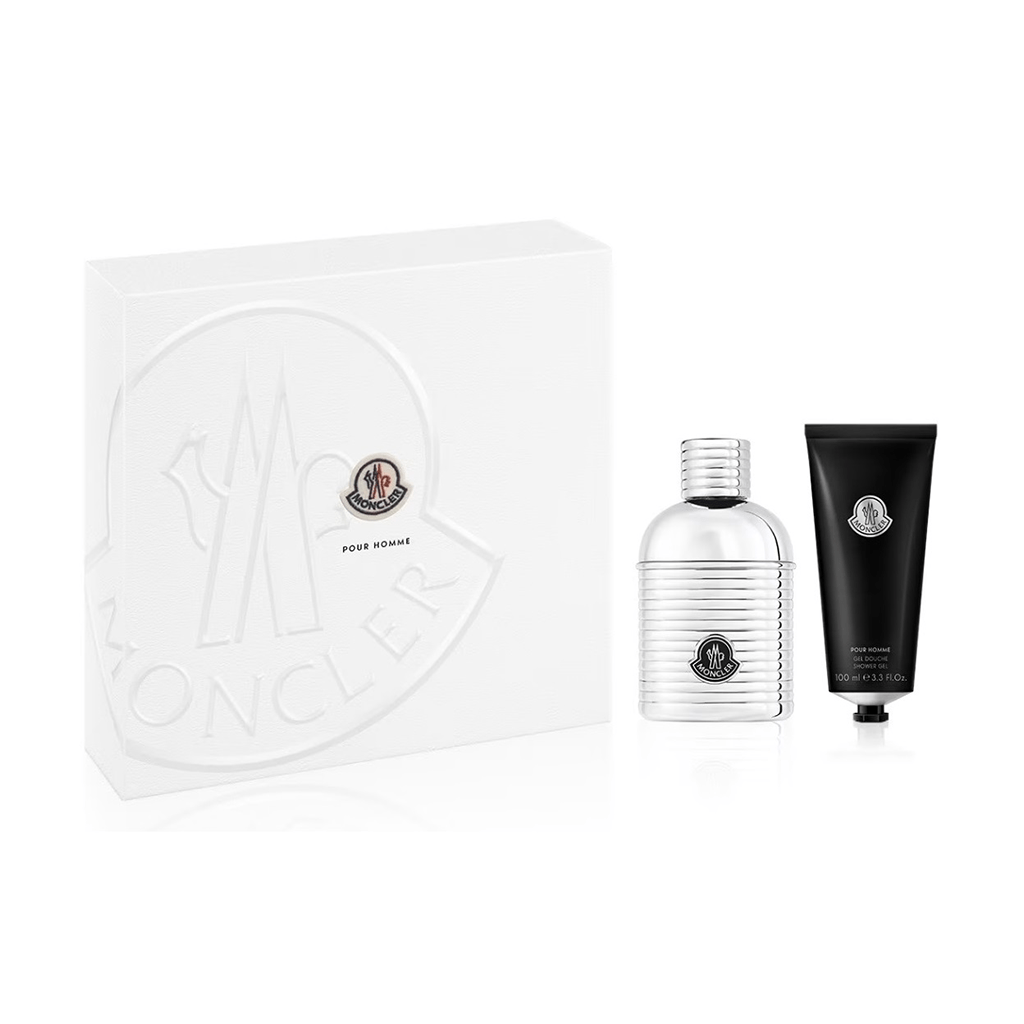 Moncler Pour Homme Men's Eau de Parfum Aftershave Gift Set Spray (60ml) with 100ml Shower Gel - Swanery