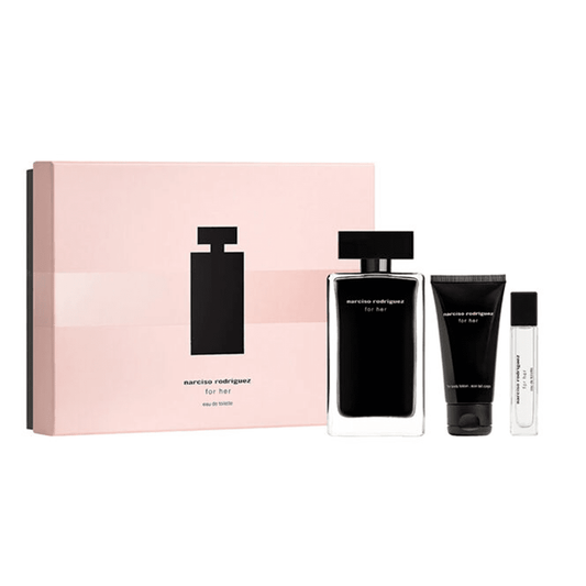 Narciso Rodriguez For Her Eau de Toilette Women's Perfume Gift Set Spray (50ml) with Body Lotion and Hair Mist - Swanery