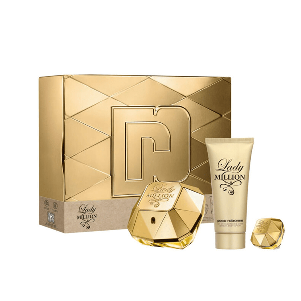 Paco Rabanne Lady Million Eau de Parfum Women's Perfume Gift Set Spray (80ml) with Body Lotion & 5ml EDP - Swanery