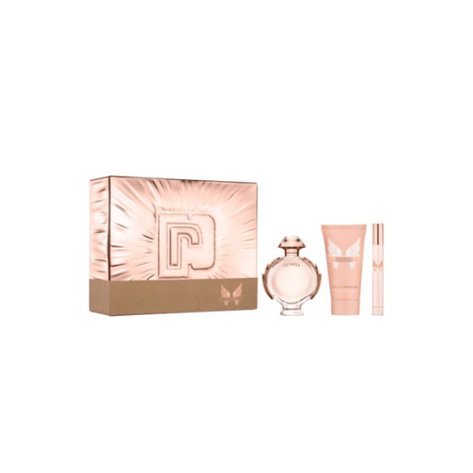 Paco Rabanne Olympea Eau de Parfum Women's Perfume Gift Set Spray (50ml) with Body Lotion & 10ml Mini - Swanery