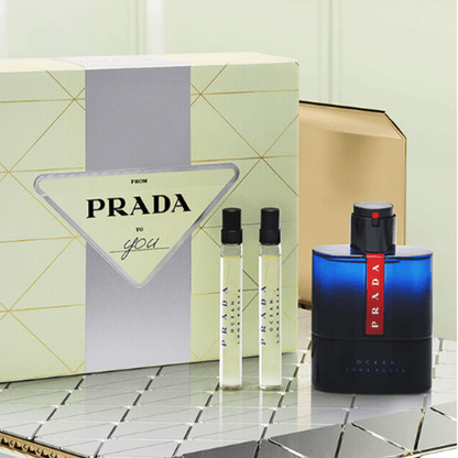 Prada Luna Rossa Carbon Eau de Toilette Men's Aftershave Gift Set Spray (100ml) with 10ml EDT x2 - Swanery