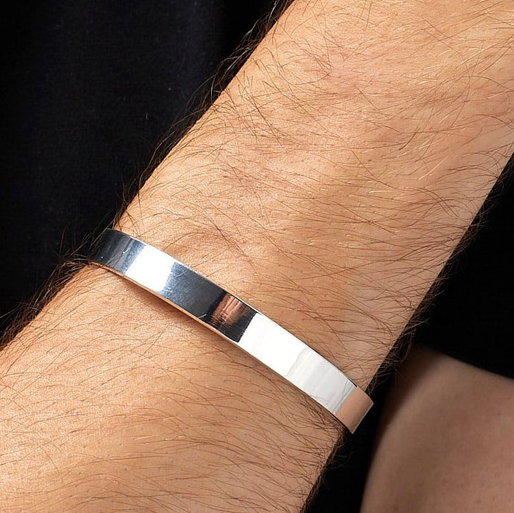 Swanery Men's 925 Sterling Silver Torque Bangle – Handmade Solid Silver Cuff Bracelet For Men