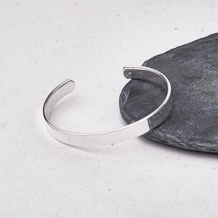 Swanery Men's 925 Sterling Silver Torque Bangle – Handmade Solid Silver Cuff Bracelet For Men