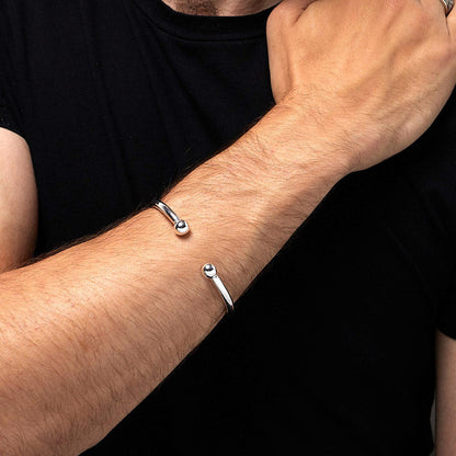 Swanery Men's 925 Sterling Silver Torque Bangle – Handmade Solid Silver Cuff Bracelet For Men