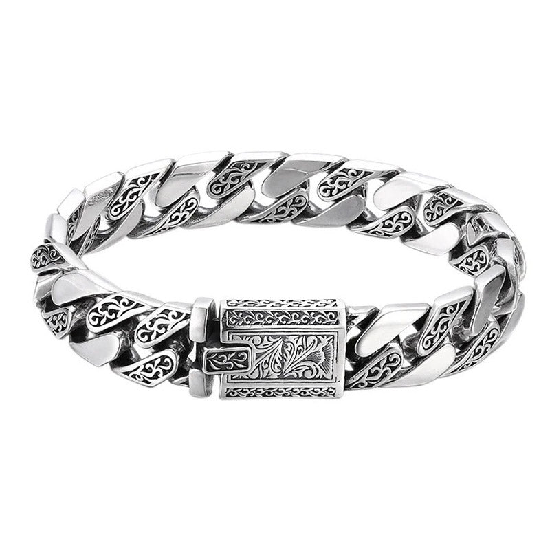 Swanery Men's 925 Sterling Silver Silver Braided Hexagon Bracelet  – Handmade Solid Silver Bracelet For Men