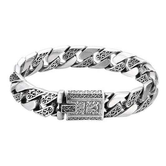 Swanery Men's 925 Sterling Silver Silver Braided Hexagon Bracelet  – Handmade Solid Silver Bracelet For Men