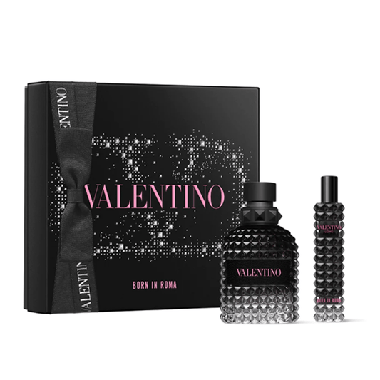 Valentino Uomo Born in Roma Eau de Toilette Men's Aftershave Gift Set Spray (50ml) + 15ml EDT - Swanery