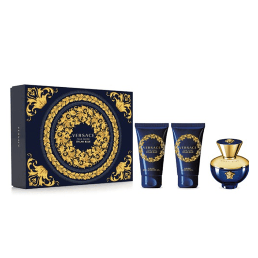 Versace Dylan Blue Femme Eau de Parfum Perfume Gift Set Spray (50ml) with Shower Gel & Body Lotion - Swanery