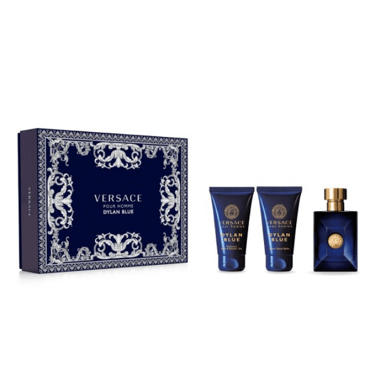 Versace Pour Homme Dylan Blue Eau De Toilette Men's Aftershave Spray Gift Set (50ml) with Shower Gel & 50ml After Shave Balm - Swanery