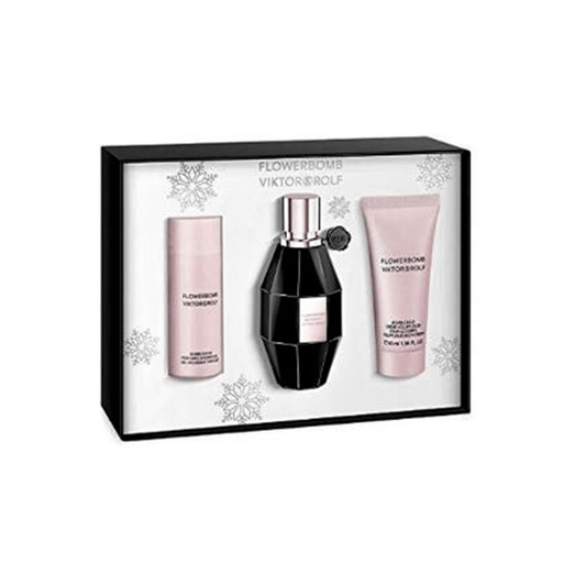 Viktor & Rolf Flowerbomb Midnight Eau de Parfum Women's Perfume Gift Set Spray (50ml) with Shower Gel and Body Cream - Swanery