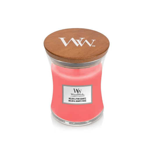 Woodwick Melon & Pink Quartz Medium Hourglass Candle - Swanery