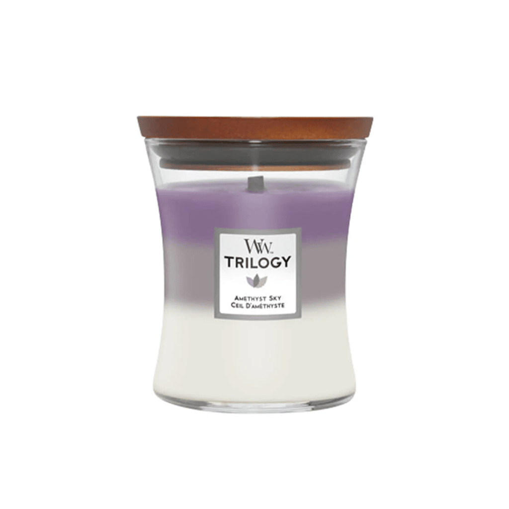 Woodwick Trilogy Amethyst Sky Medium Jar Candle - Swanery