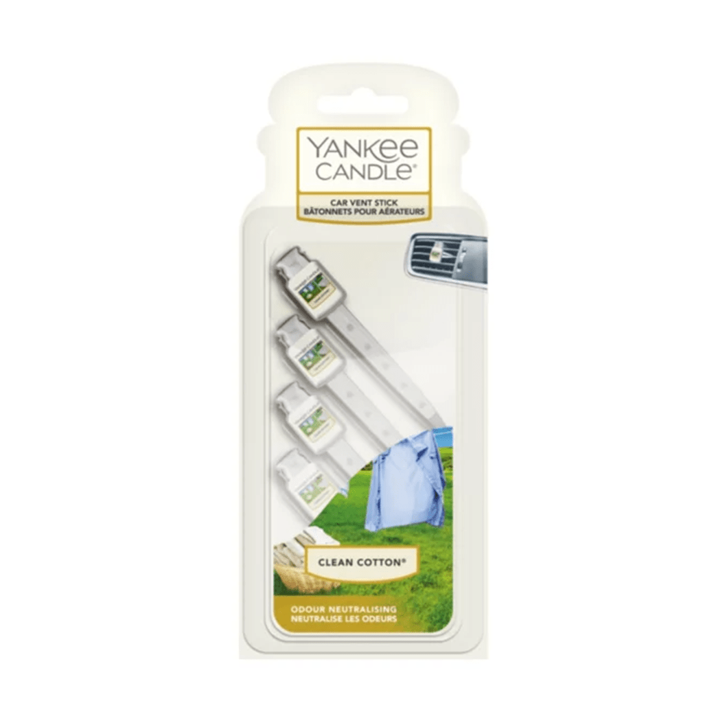 Yankee Candle Clean Cotton Car Air Freshener Vent Stick x4 - Swanery